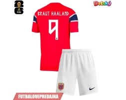 Lacne Dětský Futbalové dres Nórsko Erling Haaland #9 MS 2026 Krátky Rukáv - Domáci (+ trenírky)